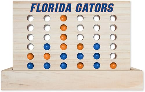 Rico Industries NCAA Juego de mesa de madera 4 en una fila alinea 4 juegos de mesa de viaje para niños y adultos