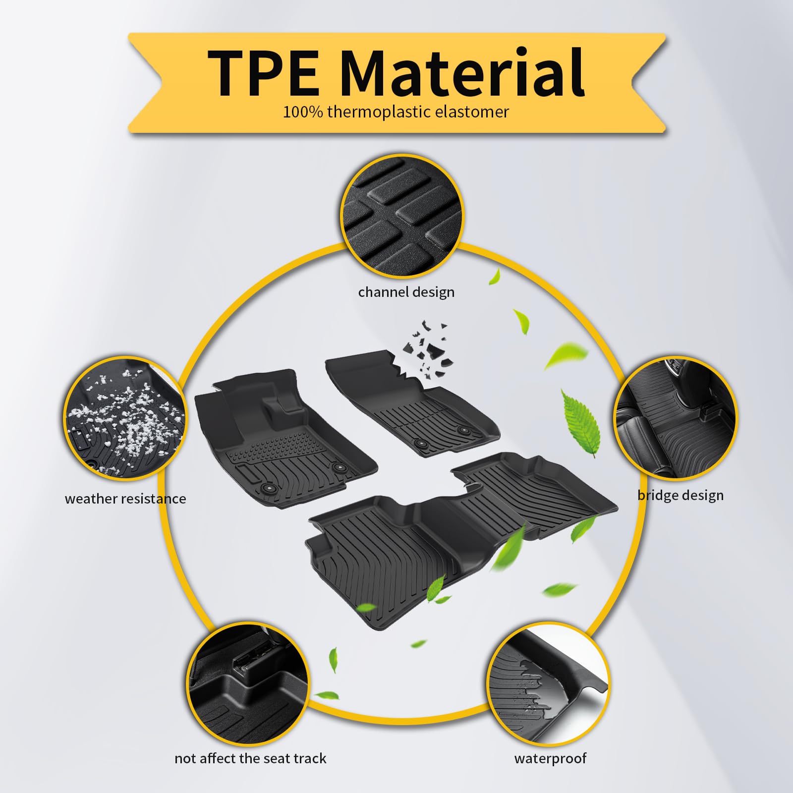 AZYT Floor Mats & Cargo Liner for Jeep Grand Cherokee 2005-2010, All Weather Automotive TPE Floor Liners Set Waterproof Accessories Black