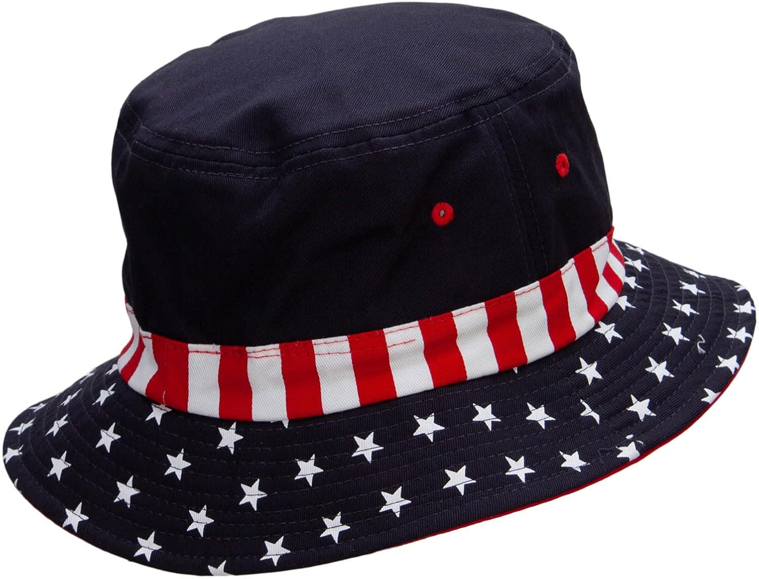 e4Hats.com Flag Color Pinwheel Embroidered USA Flag Bucket Hat