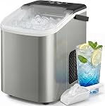 HOMCOM Comptoir portatif de fabrication de glace, 9 Cubes prêts en 7 Mins, 26lbs/24H, 2 Tailles de la balle, Machine de fabrication de glace auto-nettoyante avec poignée, scoop & Panier pour cuisine RV Camping