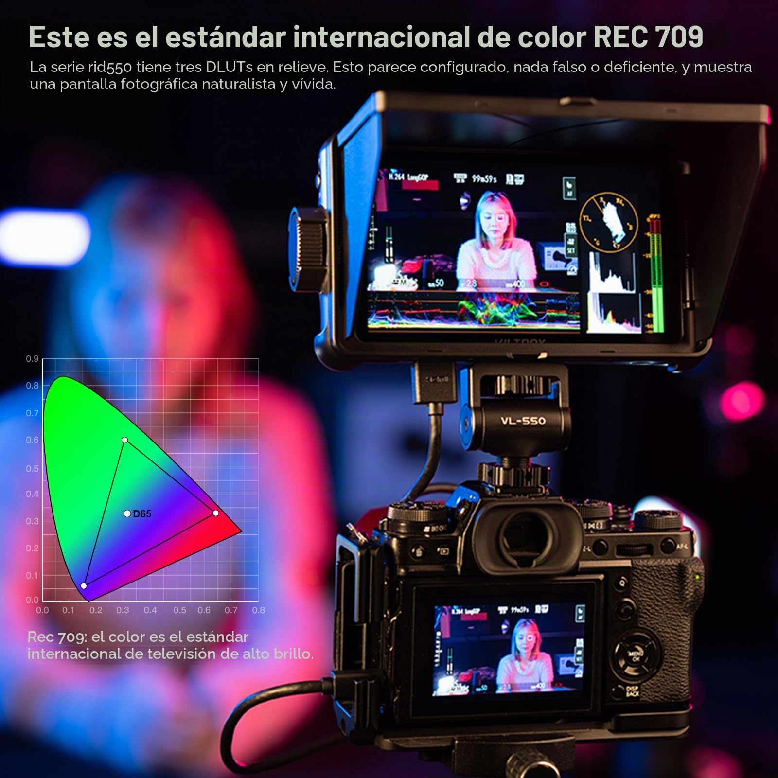 VILTROX DC550 Pro 5.5" Monitor de Campo de la cámara Externa de Pantalla táctil 4K HDMI DSLR 1920x1080 Monitor con batería NP-F550 y Bolsa de Transporte,1200nit 3D LUT para Sony Canon Nikon