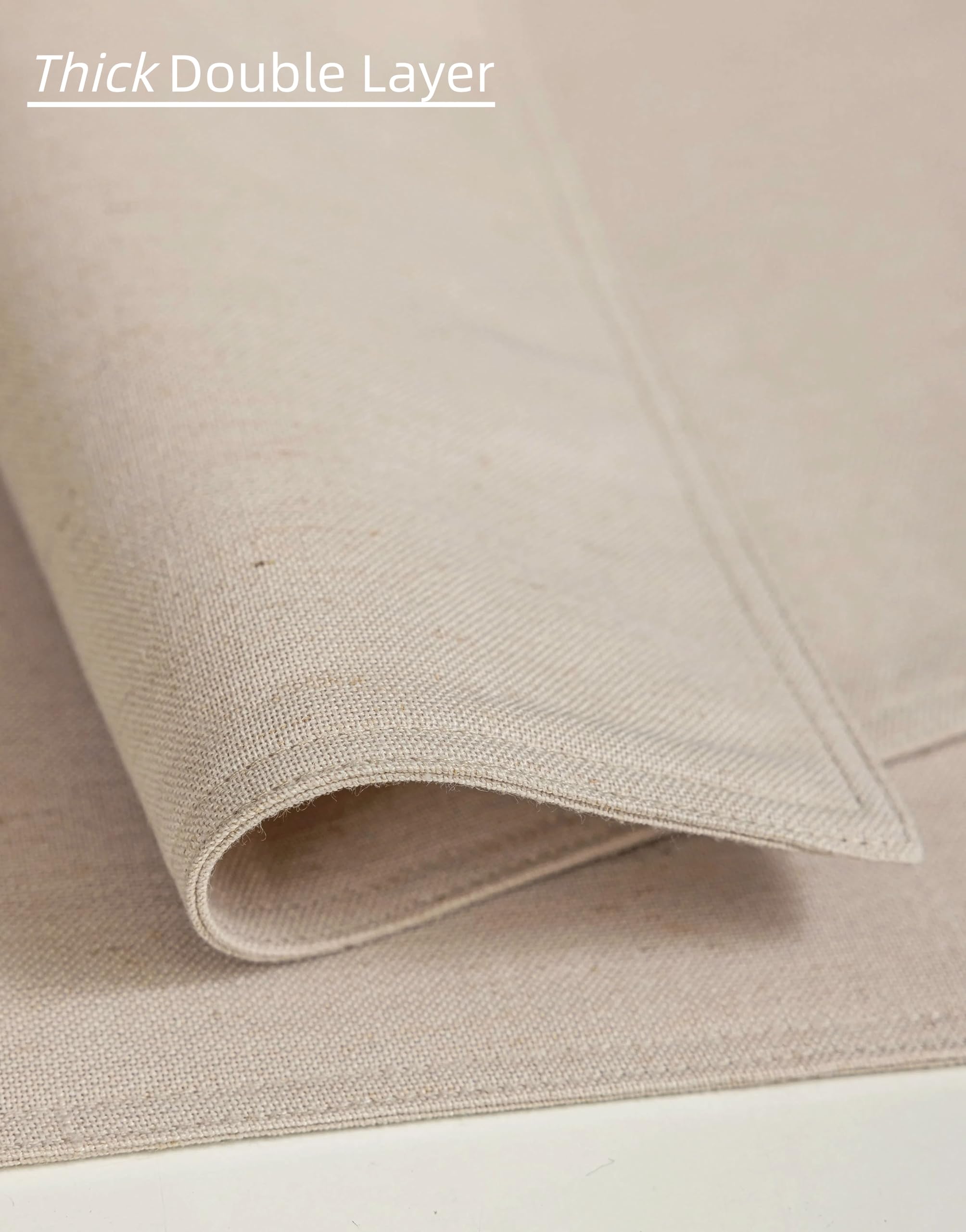 Juego de 4 manteles individuales de tela de lino para mesa de comedor, color beige, neutro, bohemio, para cocina, lavables, repelentes al agua, 12 x 18 pulgadas