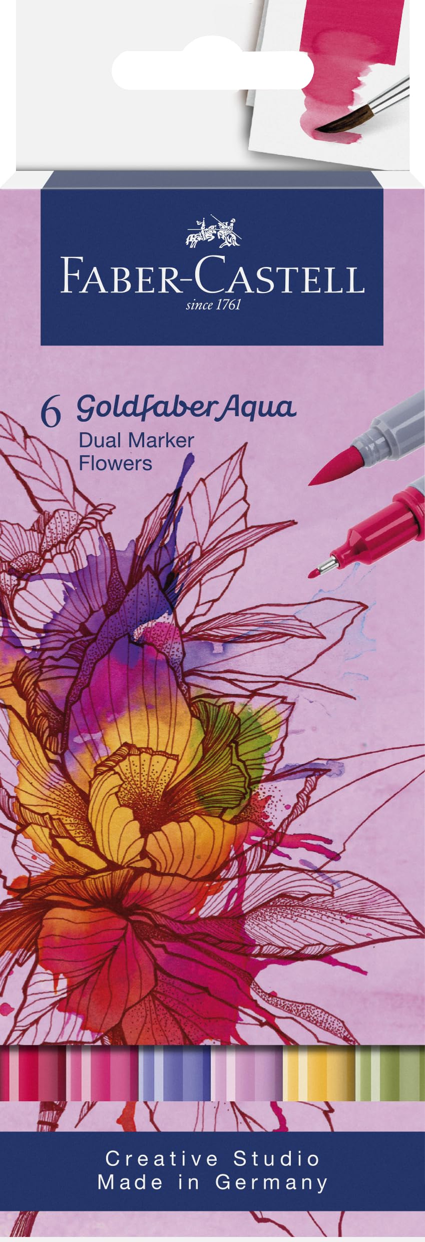 Faber-Castell - Marqueurs Goldfaber Aqua Dual Fleurs, 6 couleurs