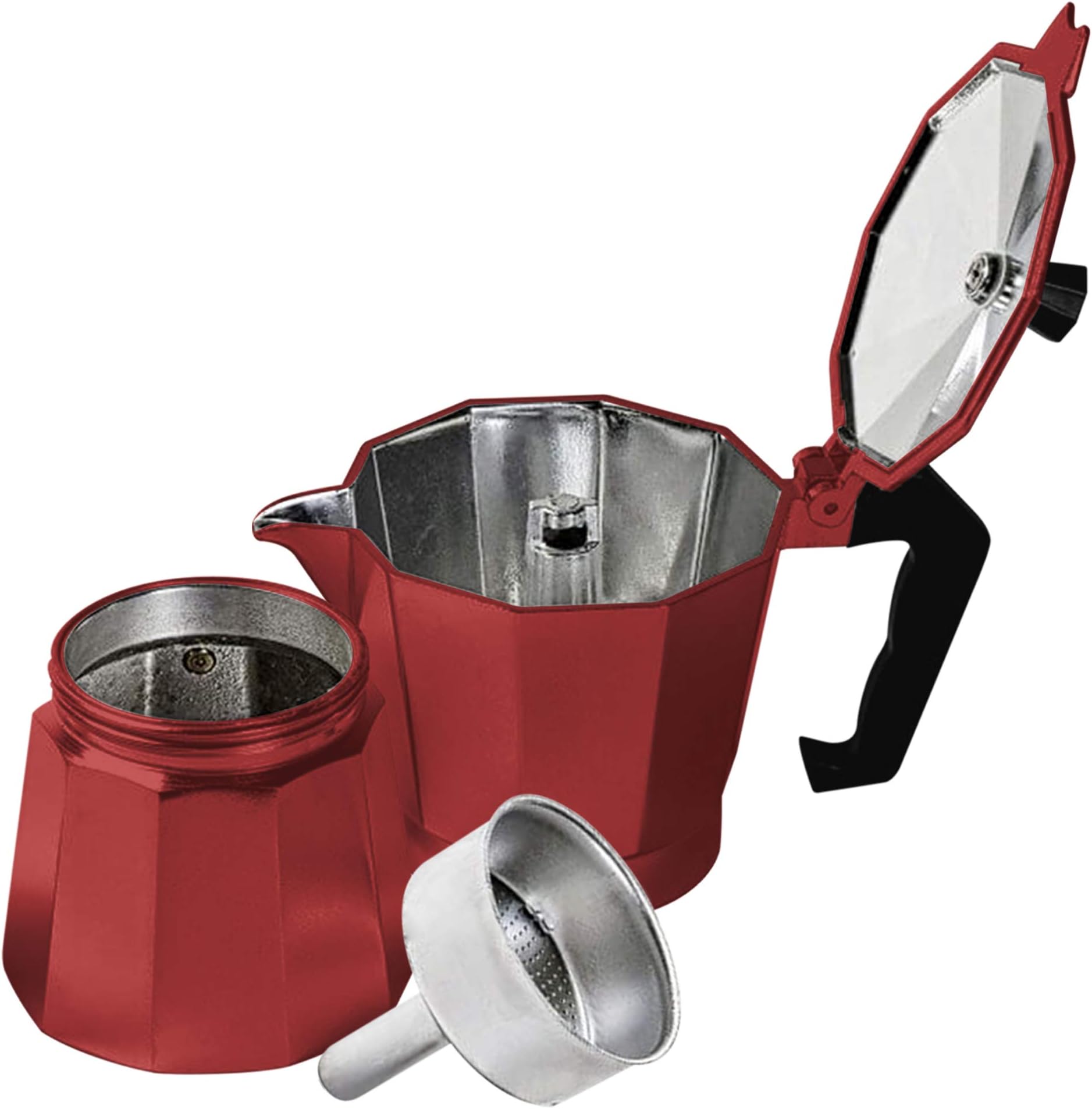 Innova Italian Espresso Stove Top Coffee Maker Continental Moka Percolator Pot, 1 Cup, Red