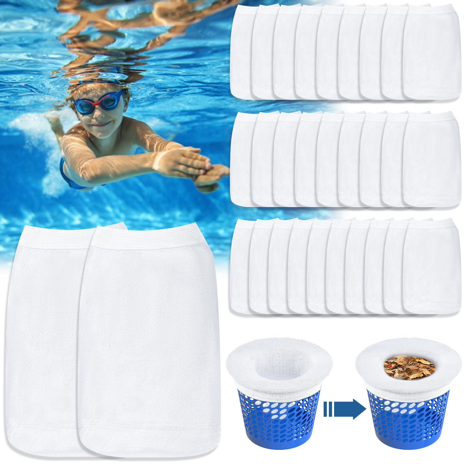 Calze Per Skimmer Piscina Riutilizzabili – 10 Pezzi, Filtro Fine In Nylon, Cattura Foglie E Insetti, Protegge Pompa - 6