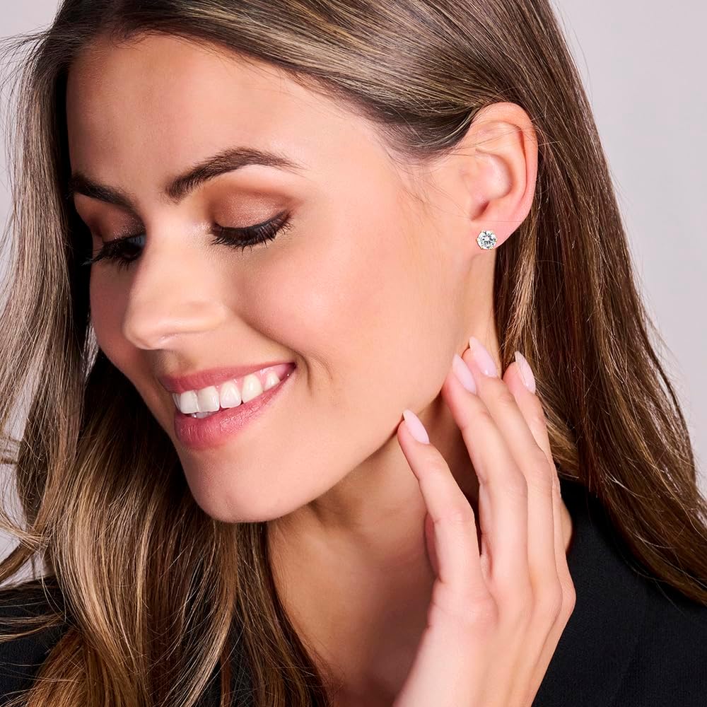 Orovi Round 14K Gold Earrings for Women in Solid 14K White Gold 585/14K Yellow Gold 585 with Ruby/Sapphire/Zirconia/Emerald Gemstones, Stud Earrings For Women,Women's Jewelry Delivered in Jewelry Box