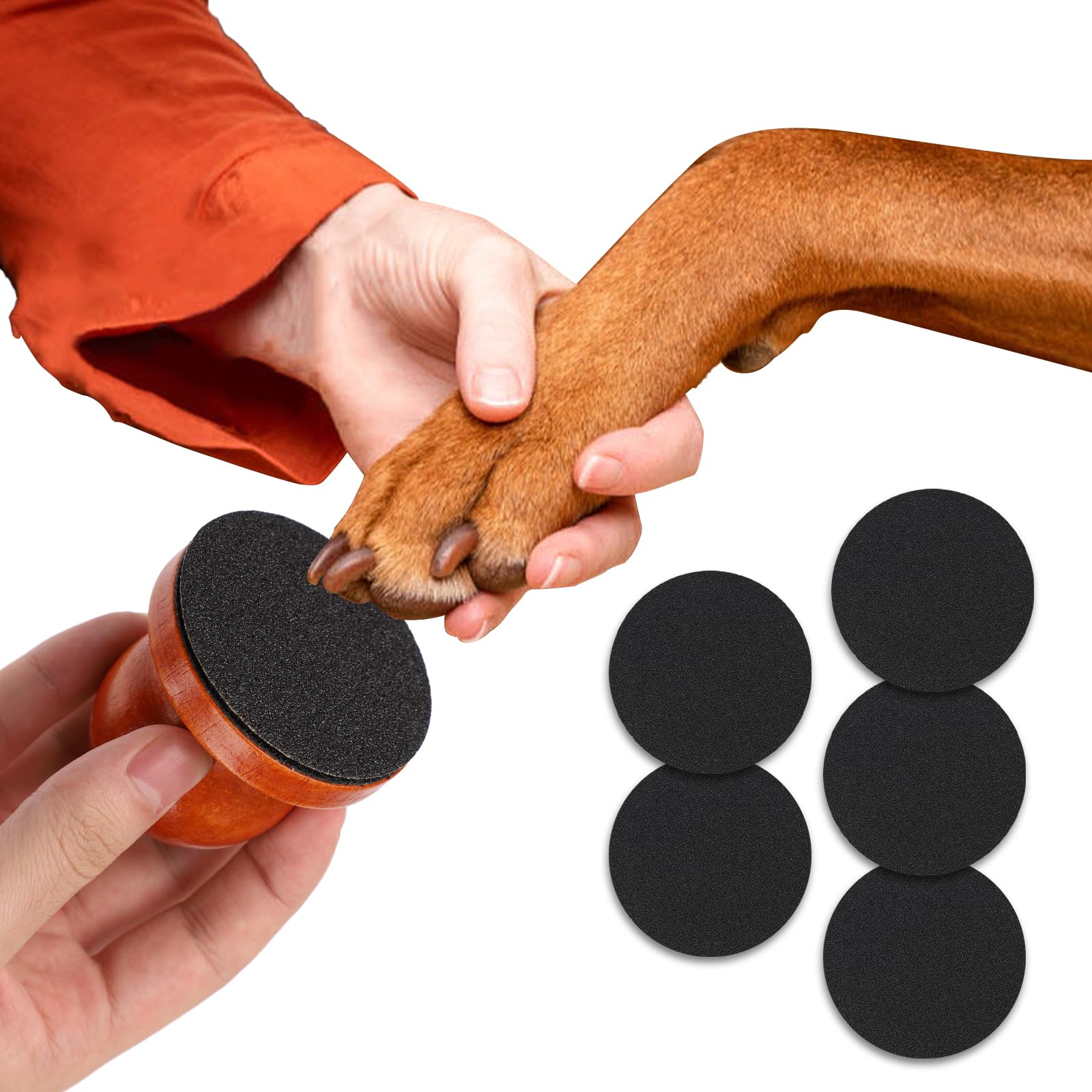 XIHIRCD Dog Nail File with 5pcs Sandpaper, Solid Wooden Dog Nail Scratcher Grinder Digger Dog Nail File Scraper, Dog Scratch Board Pad for Dogs Nails