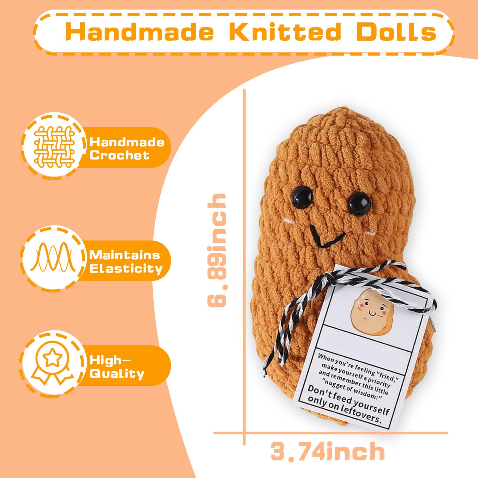 Rewoalzx Large Positive Crochet Animals, Emotional Inspirational Support Birthday Gifts for Women Men, Positive Crochet Support Buddies, Handmade Emotional Cheer Support Crocheted Stuffed Animals