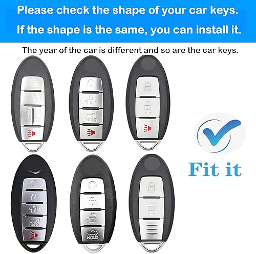 Miniatura 2 de Kirsnda Funda para llavero compatible con Nissan, funda de TPU suave para llavepiel, 345 botones compatible con Altima Rogue Maxima Sentra Armada