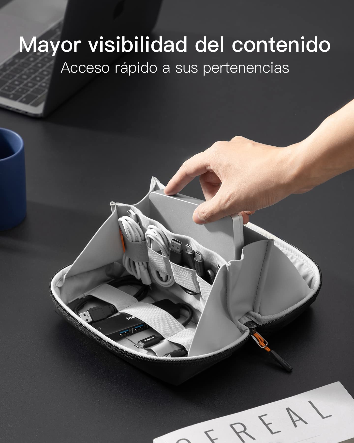 Inateck Organizador Cables Viaje, Bolsa con Asa para Accesorios Resistente a Las Salpicaduras, Bolsa Organizadora de Artilugios, Organizador de Cables USB