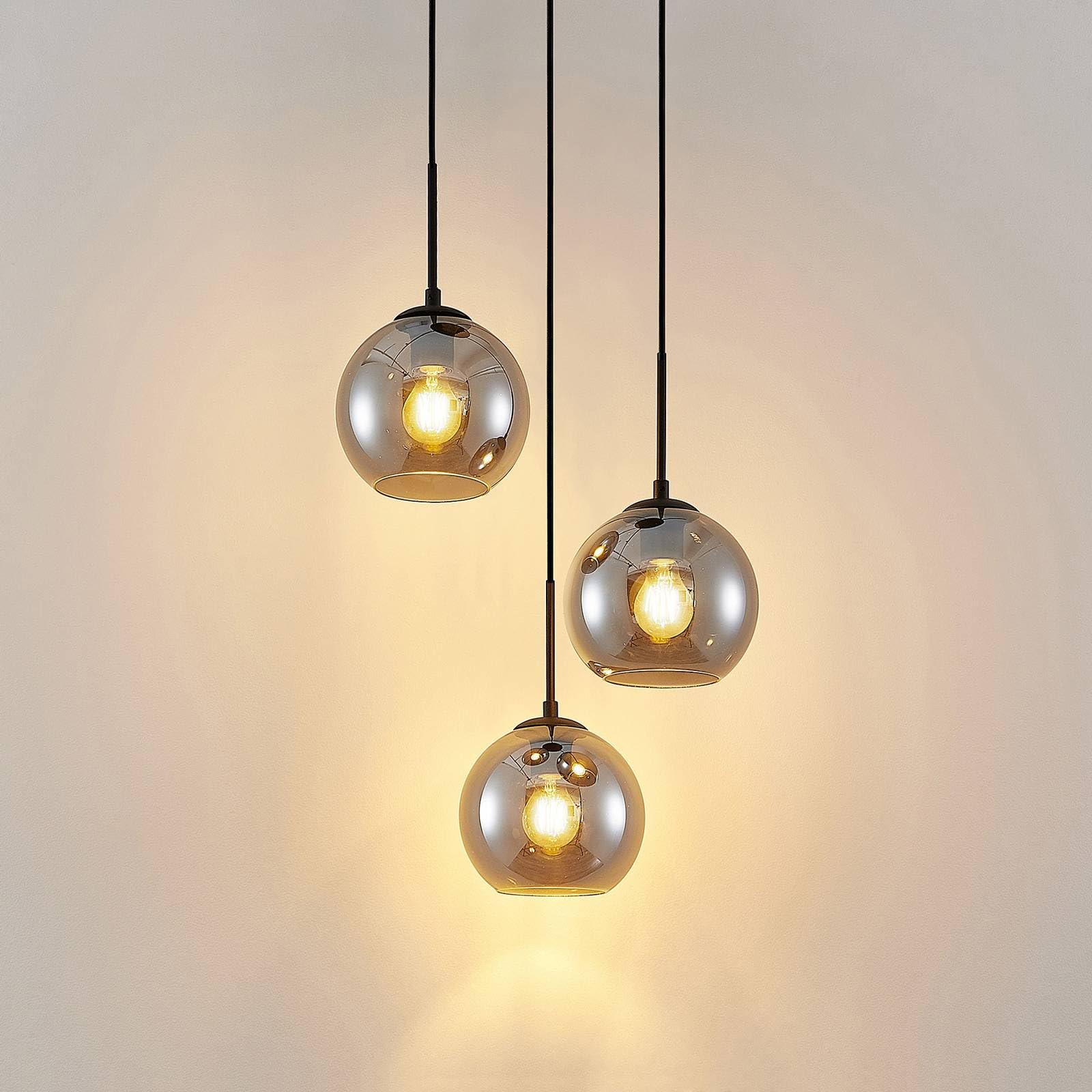Lindby Lampada a sospensione dimmerabile (Moderno) colore Grigio, in Vetro ad es. Soggiorno & Sala da pranzo lampada soffitto plafoniera illuminazione