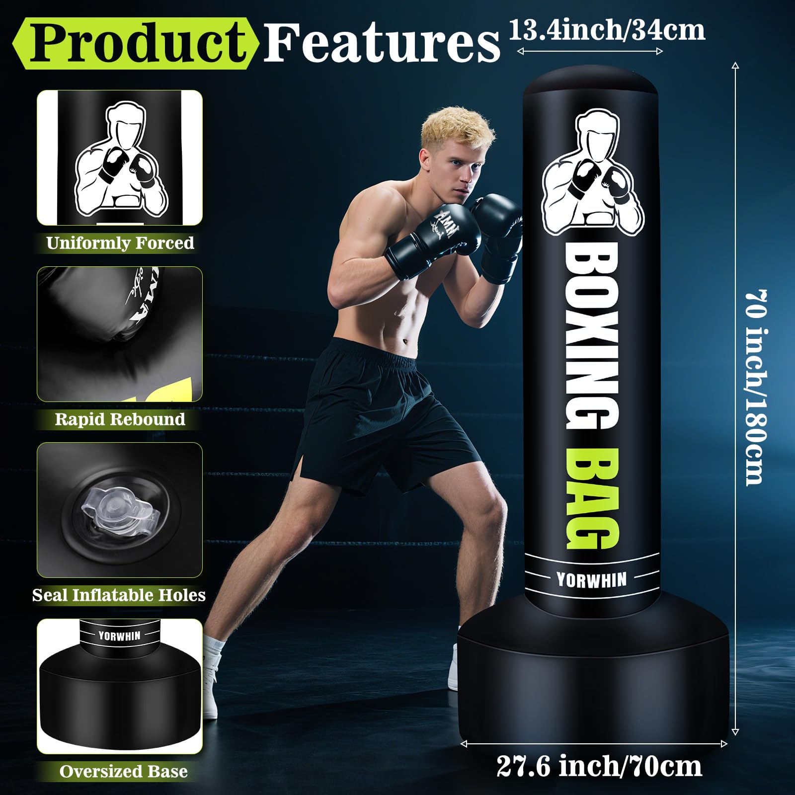 YORWHIN Saco de Boxeo Colgante, Equipo de Entrenamiento de Boxeo con Saco Boxeo Sin Relleno de