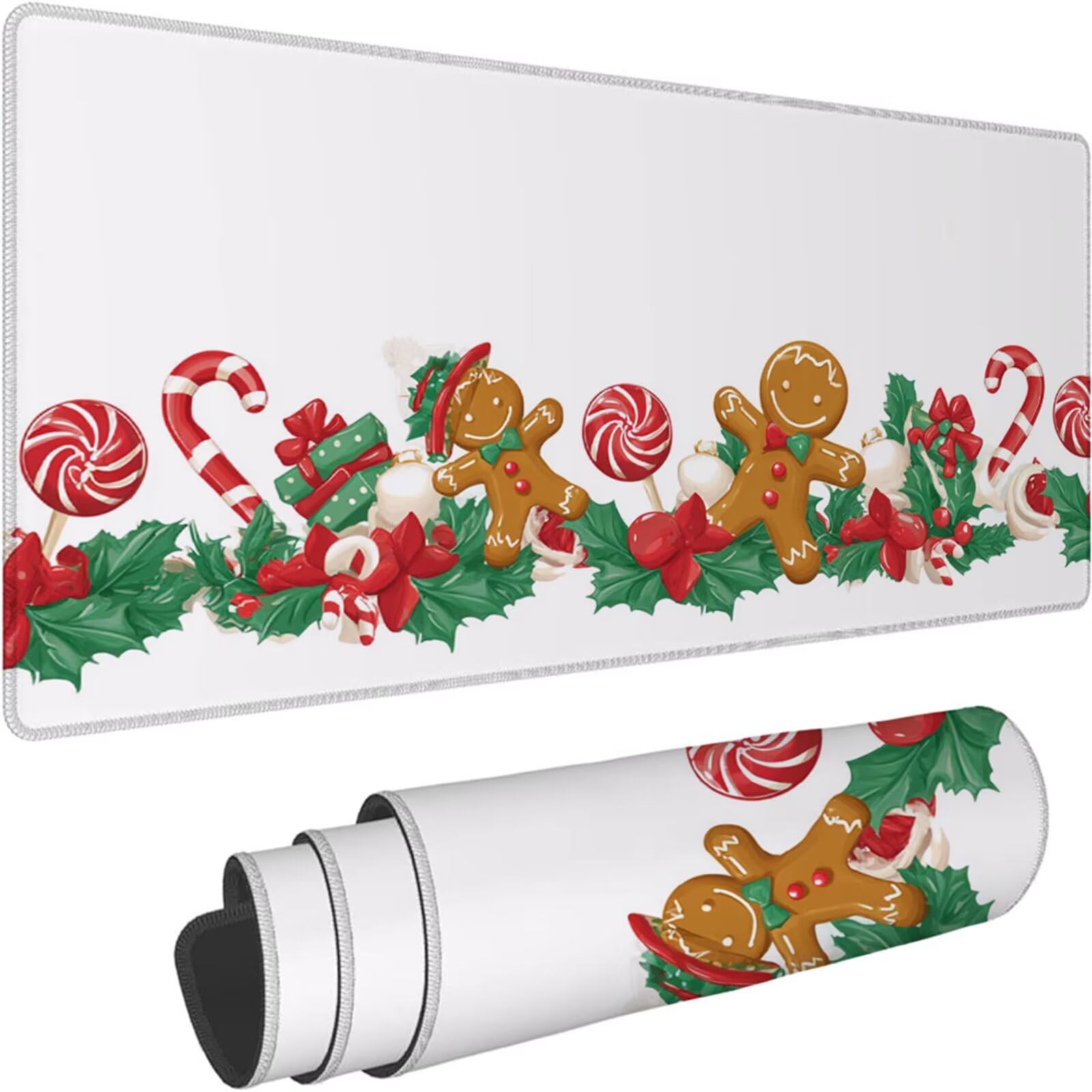Gamingowa podkładka pod mysz 1200 x 600 x 3 mm, XXL, wodoszczelna, odporna na ścieranie, z przyszytymi krawędziami, biała, podkładka na biurko, poprawia prędkość i precyzję, do laptopa, komputera