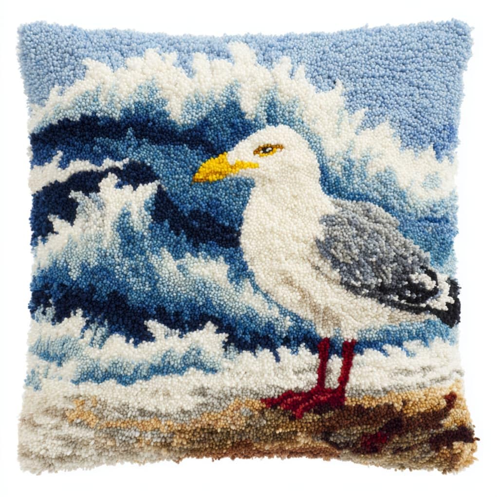 Axiangzik Seagull Latch Hook Pillow Kit For Adults,