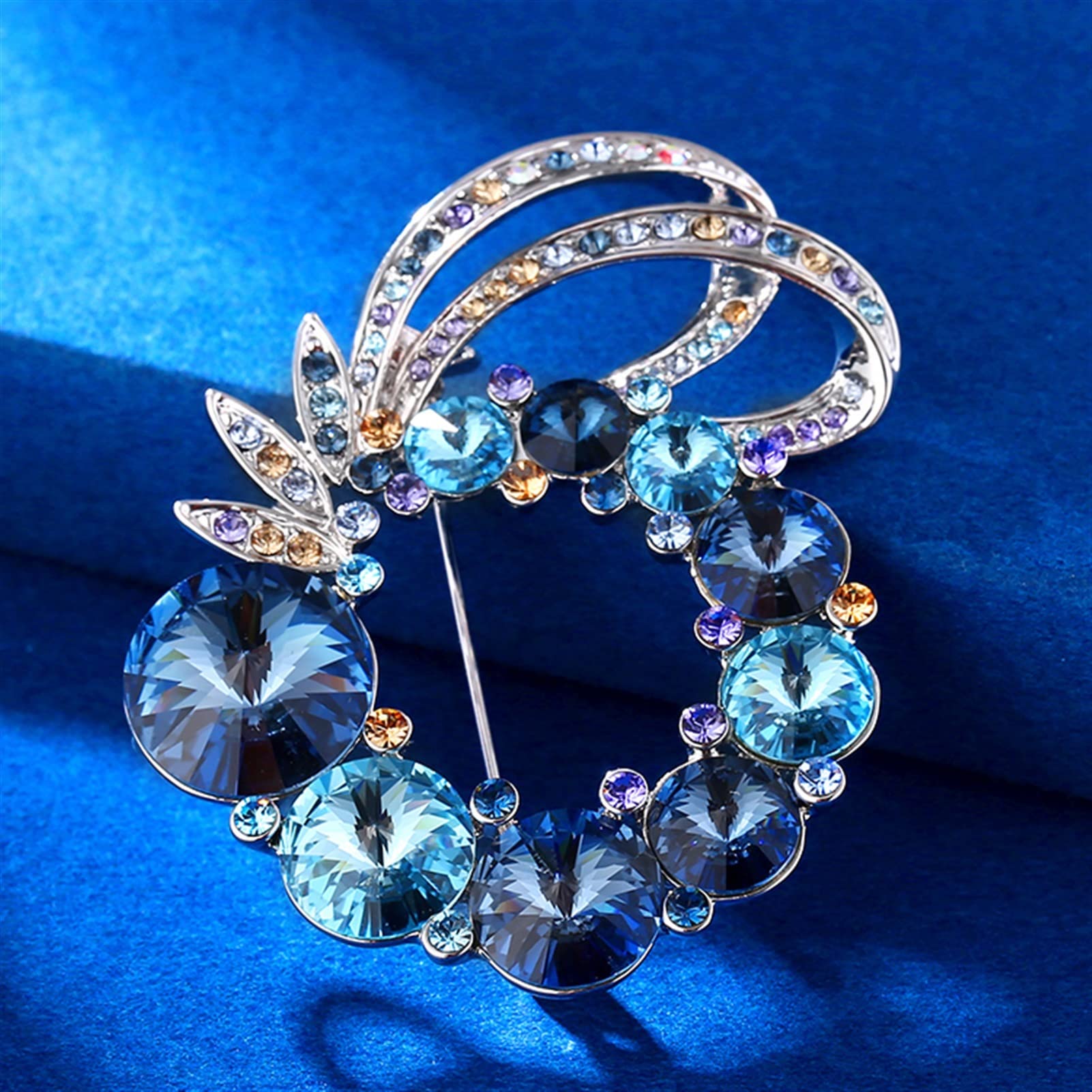 RAN-Brooch Kristallbrosche Bunte Kreis Kranz Brosche Weibliche Mantelbrosche voller Strasssteine ​​Pin Zubehör