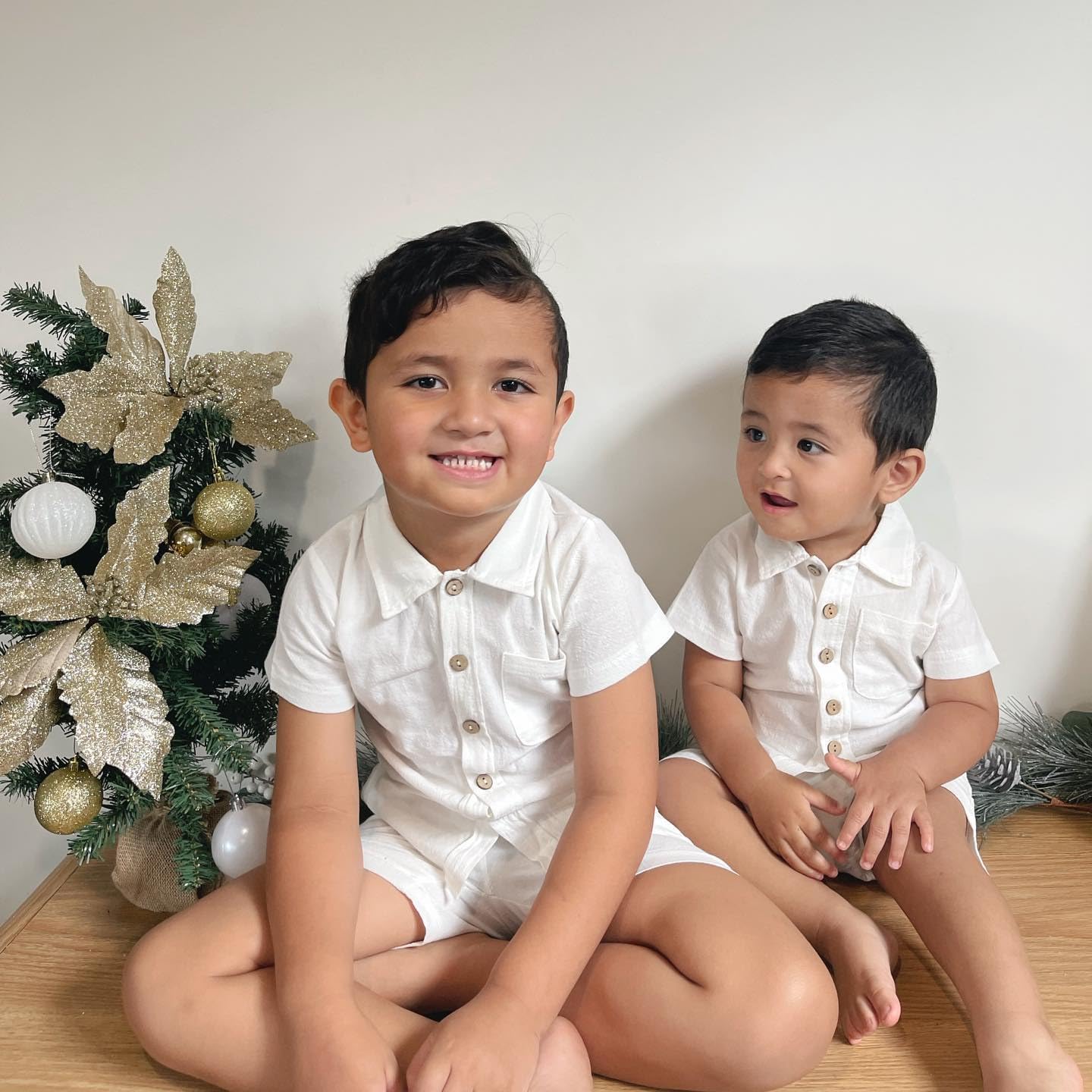 Hoanselay Baby Boy Cotton Linen Shorts Set Solid Color Short Sleeve Button Down T-Shirt Tops and Shorts Summer Outfit Clothes - Image 3