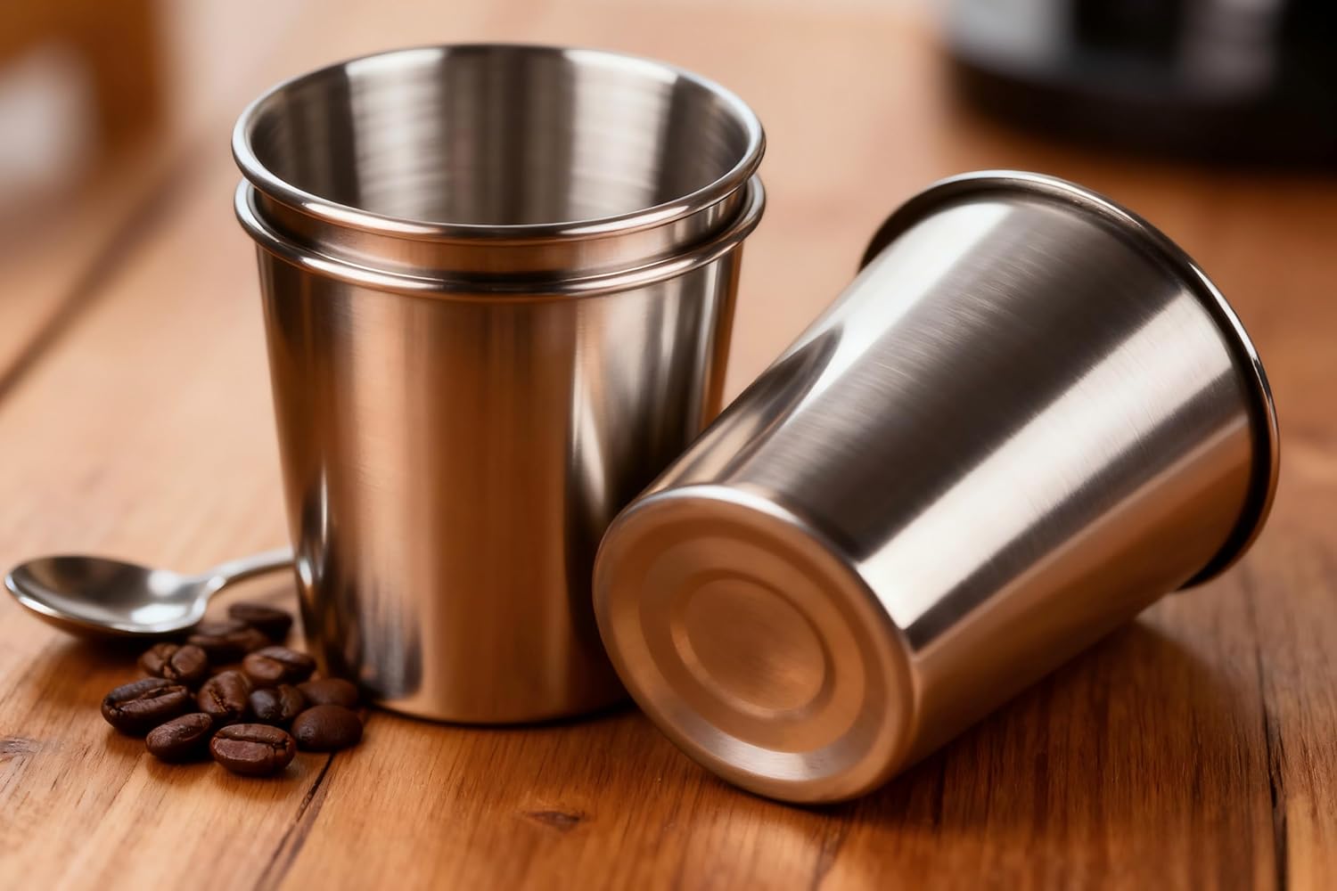 3 Pack Stainless Steel Cups, 8 oz Metal Cups for Drinking - Shatterproof & Reusable Silver Pint Glasses for Bathroom, Office, and Home Use - Image 5