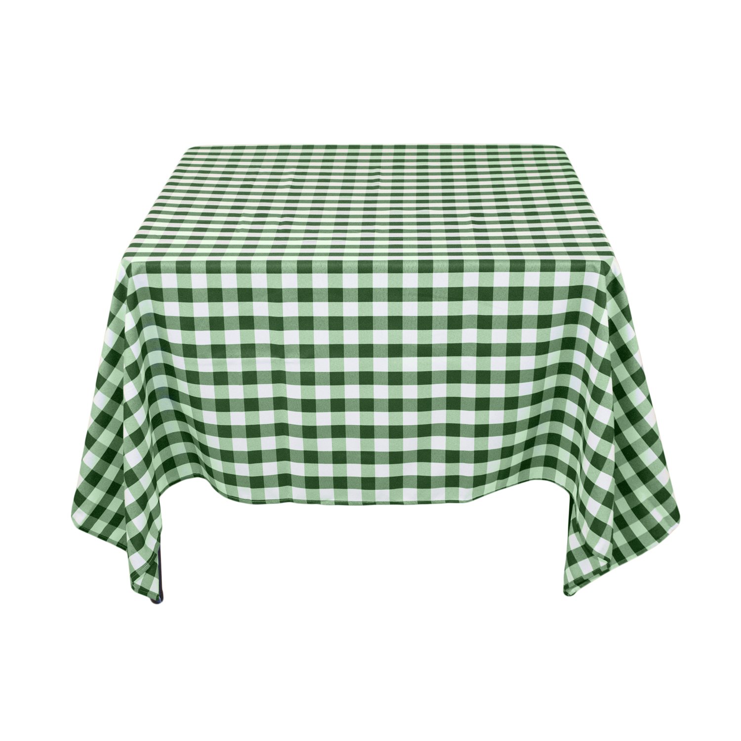 LTC LINENS 70 in. x 70 in. Green and White Checkered Tablecloth Square - Green Gingham Tablecloth for Card Table - Stain Resistant, Washable Fabric Cloth Small Table Cover for Picnic, Party