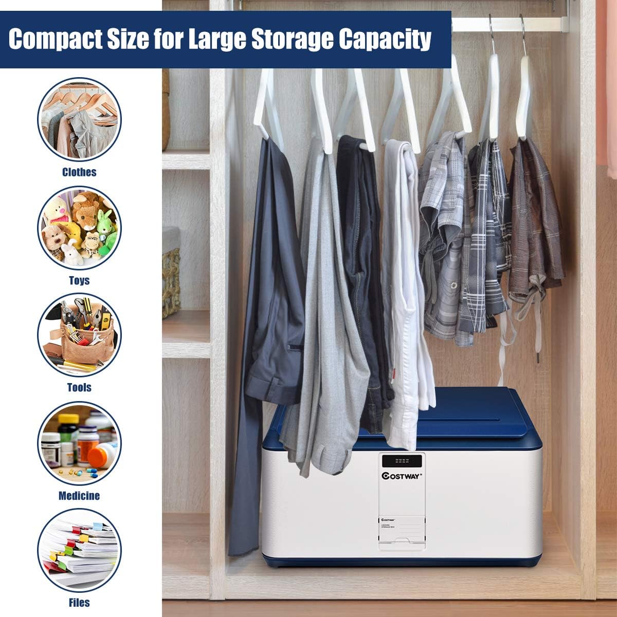 COSTWAY Large Locking Storage Container Box, Big Capacity Garage Storage Organizer Bins with Lid, Combination Lock Security, Ideal for Camping Office Home (21-Gallon)