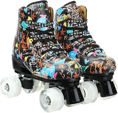 Miniatura 2 de Patines de ruedas unisex para interiores y exteriores, clásicos de caña alta para adultos, patines de cuatro ruedas