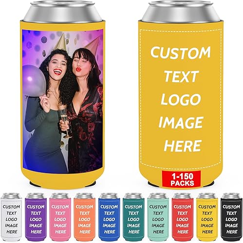 Fundas delgadas personalizadas para enfriadores de latas de neopreno a granel, soporte para botellas de bebidas con logotipo, texto de imagen, para