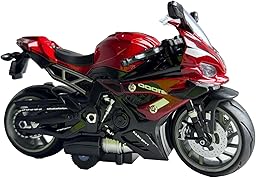 Feuerrotes Kinderspielzeug S1000RR Replica Aluminium-Motorrad, Aufziehbares Motorrad-Spielzeugmodell, Display-Stück, Druckguss im Maßstab 1:14 – Geschenk – Geeignetes Alter: Kinder (7–14 Jahre)