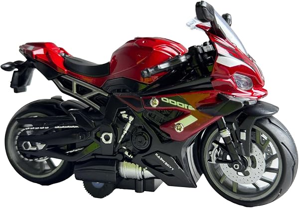 Feuerrotes Kinderspielzeug S1000RR Replica Aluminium-Motorrad, Aufziehbares Motorrad-Spielzeugmodell, Display-Stück, Druckguss im Maßstab 1:14 – Geschenk – Geeignetes Alter: Kinder (7–14 Jahre)