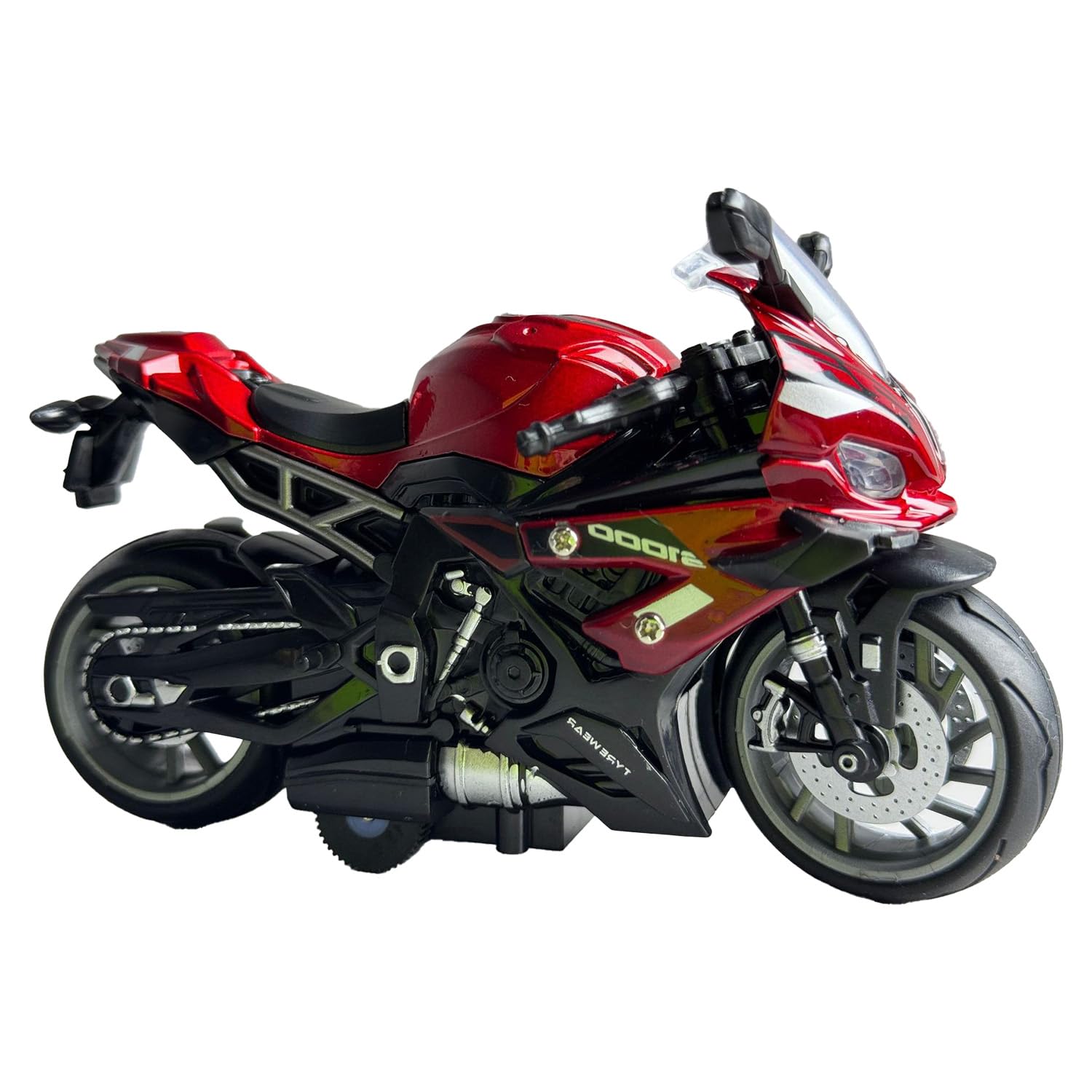 Feuerrotes Kinderspielzeug S1000RR Replica Aluminium-Motorrad, Aufziehbares Motorrad-Spielzeugmodell, Display-Stück, Druckguss im Maßstab 1:14 – Geschenk – Geeignetes Alter: Kinder (7–14 Jahre) - 2