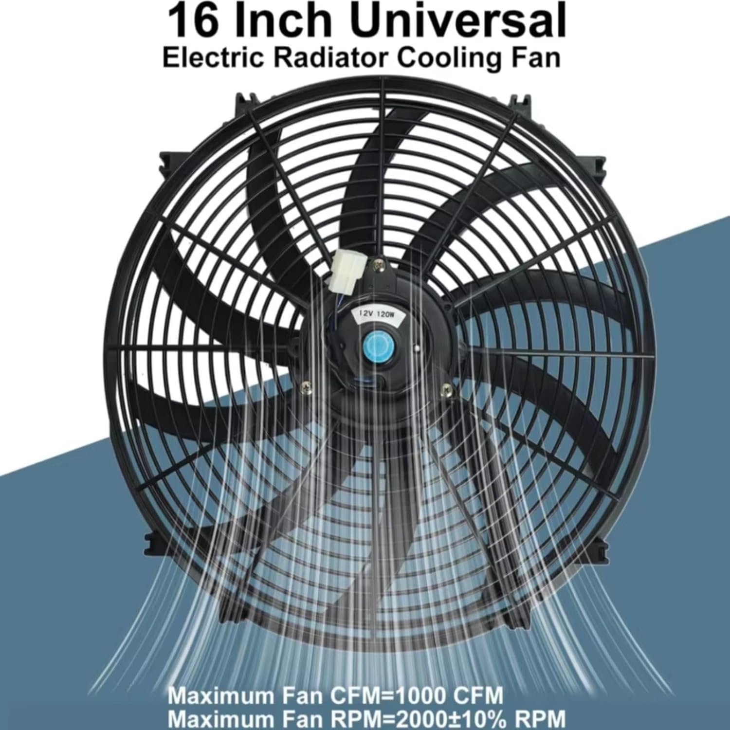 Engine Cooling Fan for Retrofit Car Cooling Fan Thin 16 Inch 120w 12v/24v Installation Kit 2000RPM Electric Cooling Fan with Fan Mounting Kit