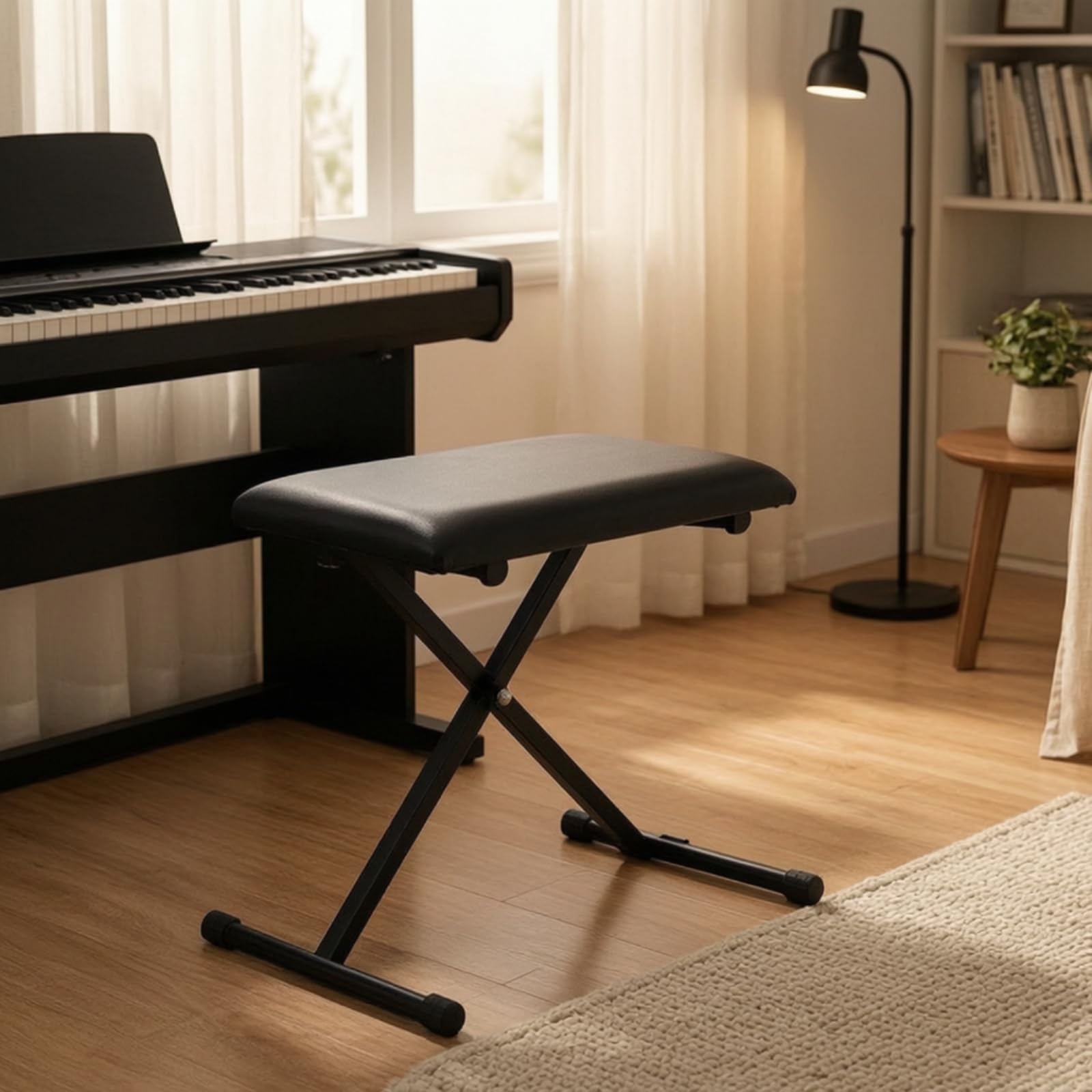 predolo Sgabello Pieghevole con Sedile Imbottito Regolabile in Altezza Sgabello Portatile per Musicisti, Casa