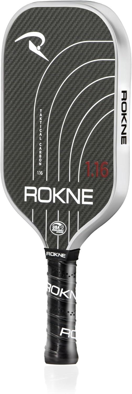 ROKNE Taktical Carbon Series, Pickleball Paddle, 3K Raw Carbon Fiber, Thermoformed Foam Lined Edge, 13MM or 16MM, USAPA Approved Pickleball Racket, High Grit Texture, Max Spin