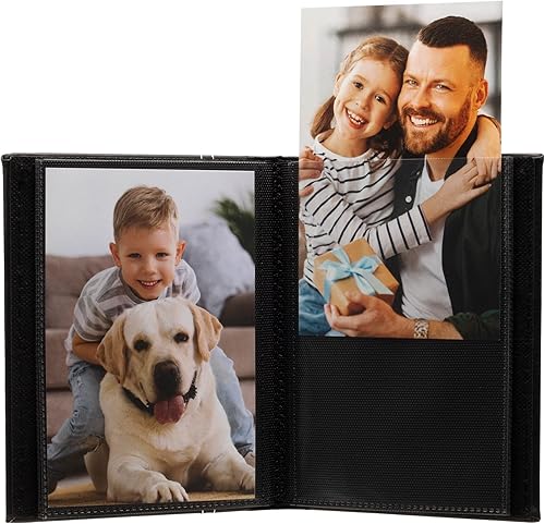 Miniatura 6 de Neil Enterprises Inc. Álbum de fotos de piel sintética negra de 4 x 6 pulgadas con costuras blancas, capacidad para 24 fotos, paquete de 12