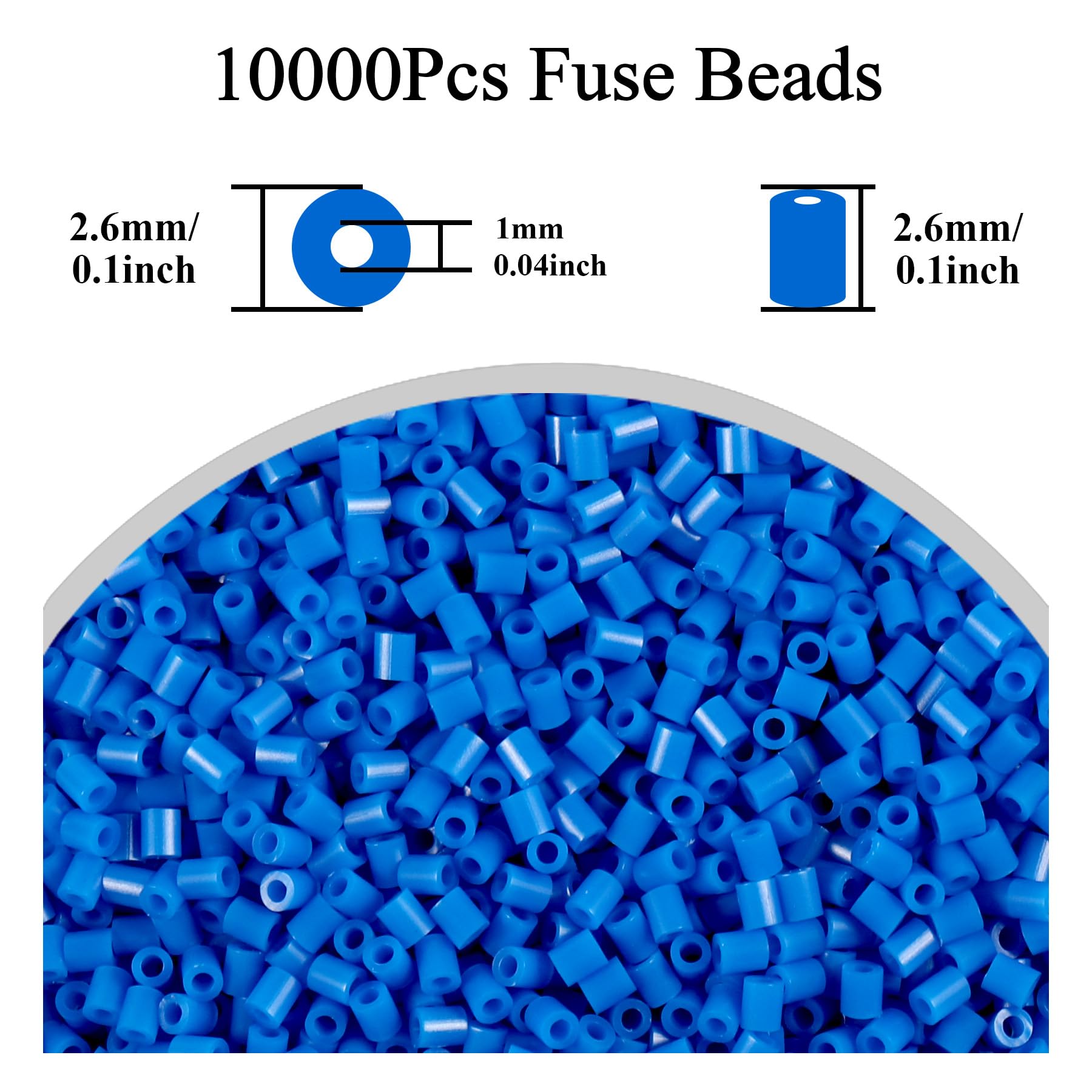 10000Pcs Loose Mini Fuse Beads 2.6mm Bulk Refill Kit Stress Relief Pixel Art 3D Craft Melting Beads for DIY Decor Crafts Creative Handmade Projects (Royal Blue) - Image 2