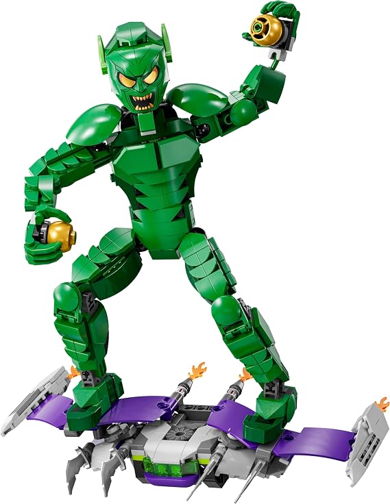 LEGO Marvel Green Goblin Making Figure 76284 – Superhero Gift Idea for Kids Ages 8 and Over, Creative Toy Making Set with Original Accessories Including 2 Pumpkin Bombs (471 Pieces)