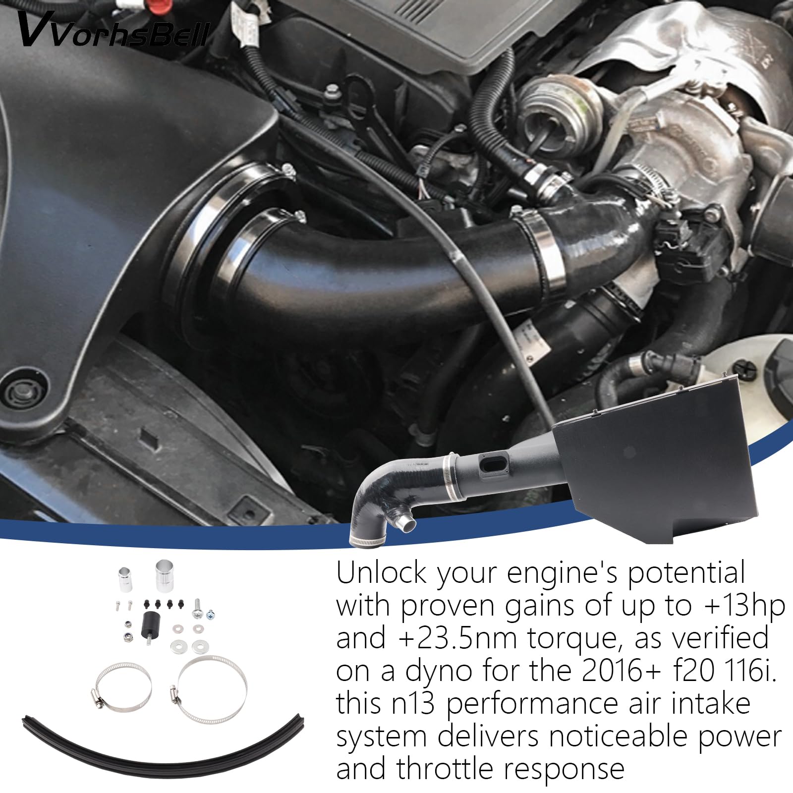 Kaltlufteinlass kompatibel mit BMW N13 1.6 F20/F21/F30/F31 116i 118i 120i 316i 318i 320i Hochleistungseinlass