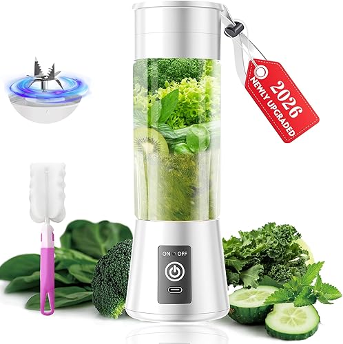 Licuadora portátil para batidos y batidos, mini licuadora inalámbrica de tamaño personal con taza de jugo sin BAP, traje recargable por USB para