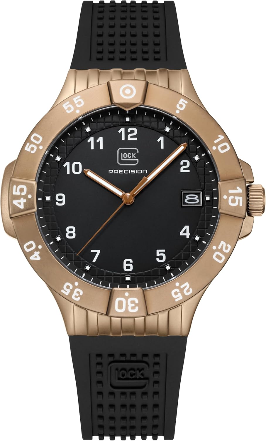 GLOCK Men's Quartz watch | 43mm case | Wristwatch with steel case and date display |Watch with Swiss Super-LumiNova pointers and indices | GW-15