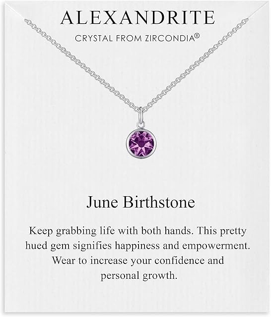 Philip Jones June (Alexandrite) Birthstone Necklace Created with Zircondia® Crystals