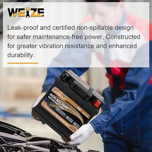 Miniatura 5 de Weize Platinum AGM Batería BCI Group 140R, 12V 50ah Tamaño 140R H4 Batería automotriz, 80RC, 570CCA, 36 meses de garantía