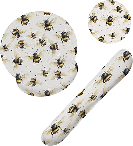 Miniatura 20 de Juego de alfombrilla de mouse retro con diseño de flores y reposamuñecas para teclado y reposamuñecas para teclado, base de goma antideslizante de