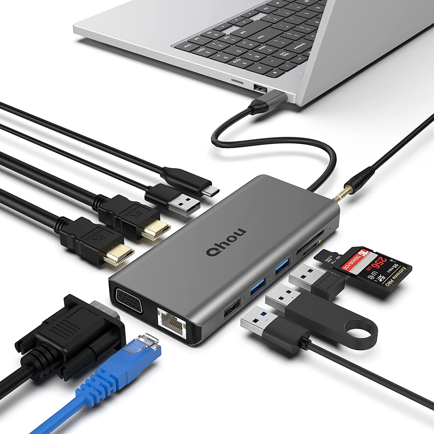 Qhou 13-in-1 USB C Hub with Triple Monitor Support, Nepal | Ubuy