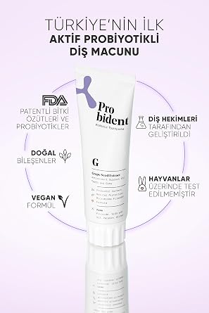 Probident Active Probiotic Natural Fluoride-Free Toothpaste Grape Seed Extract Added Bad Breath