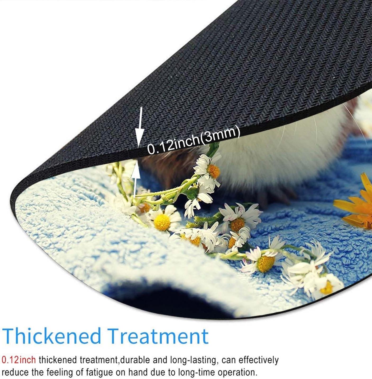 Mouse Pad, Cute Eating Guinea Pig Mouse Pads with Design, Round Washable Cloth Personalized Mouse Mat, Gaming Office Home Non-Slip Rubber Base Computer Mousepad 7.9×7.9×0.12 inches image 4