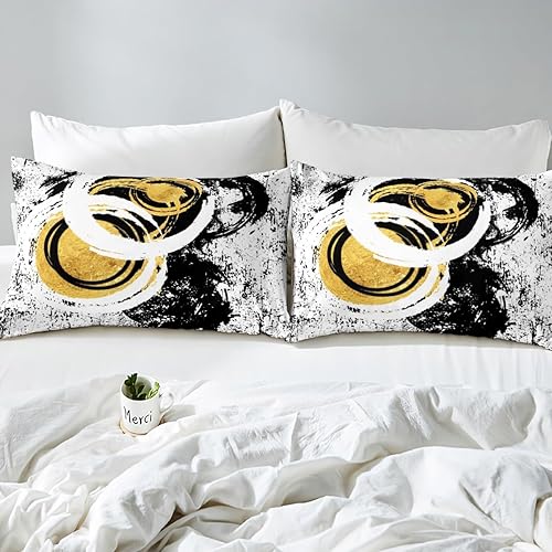 Miniatura 4 de Manfei Juego de sábanas geométricas tamaño matrimonial, juego de ropa de cama abstracto moderno para niños y niñas, decoración de habitación de