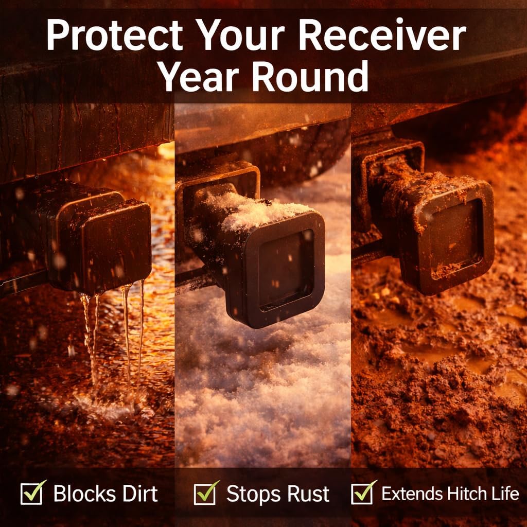 Universal 2 Inch Trailer Hitch Accessory Kit – Hitch Lock Pin, Anti-Rattle Clamp, Rubber Hitch Cover and Silencer Pads, Reduce Noise, Secure Towing, Fits Trucks, SUVs, RVs and Trailers