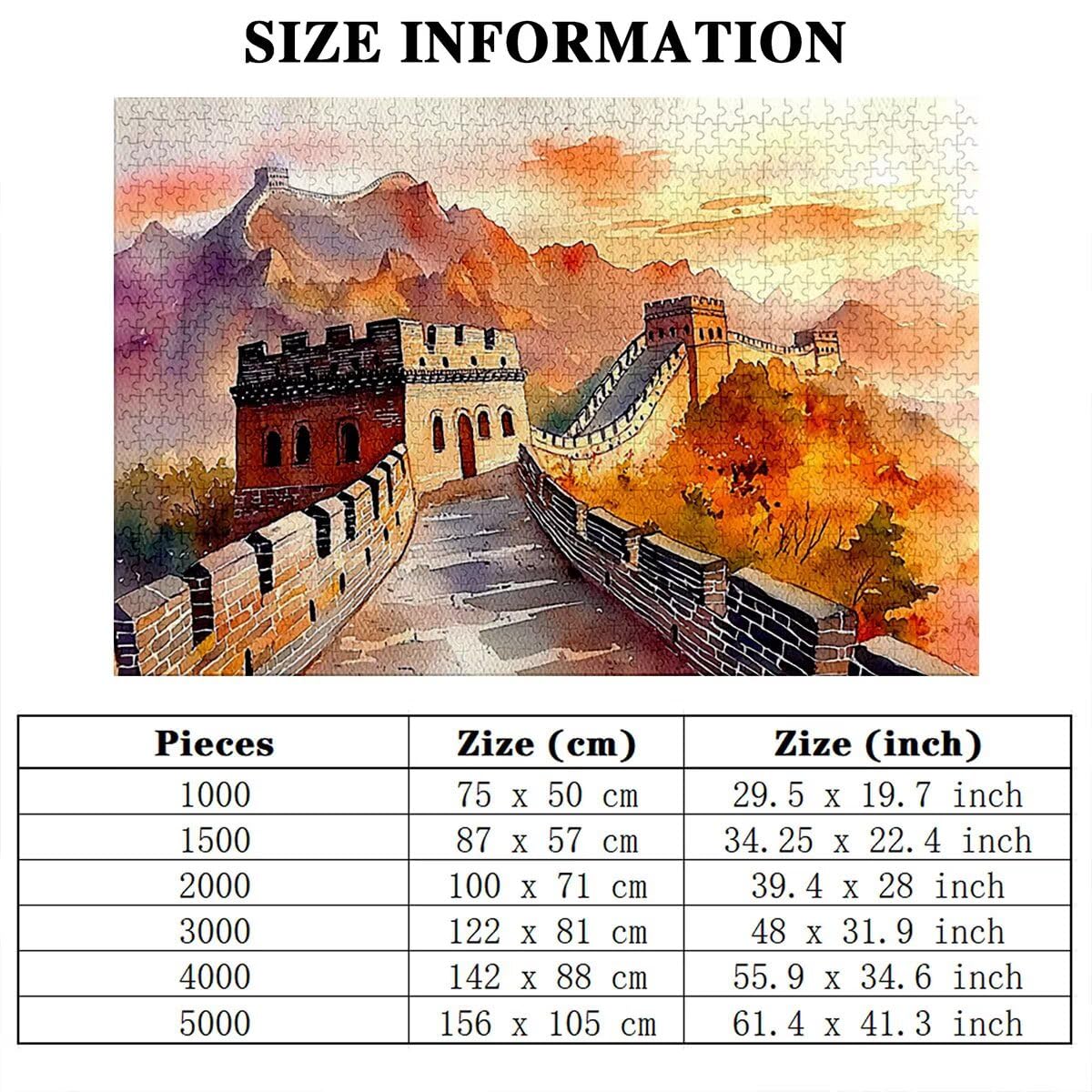 Puzzle 2000 elementów, Great Wall, krajobraz, 2000 elementów, drewniane puzzle dla dorosłych, wymagająca łamigłówka, gra logiczna dla całej rodziny, drewniane puzzle dekoracja salonu, prezenty, Z-76