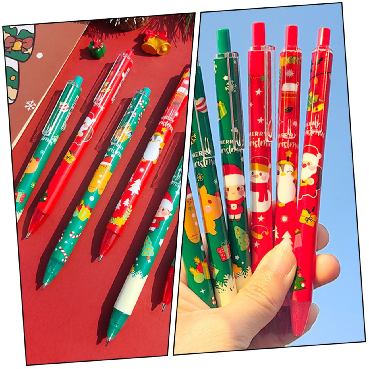 Lot de 12 Stylos à Encre Gel de Noël, Stylo D'écriture Créative en Plastique, Écriture Fluide et Facile, pour Étudiants et Fêtes de Noël Plusieurs styles