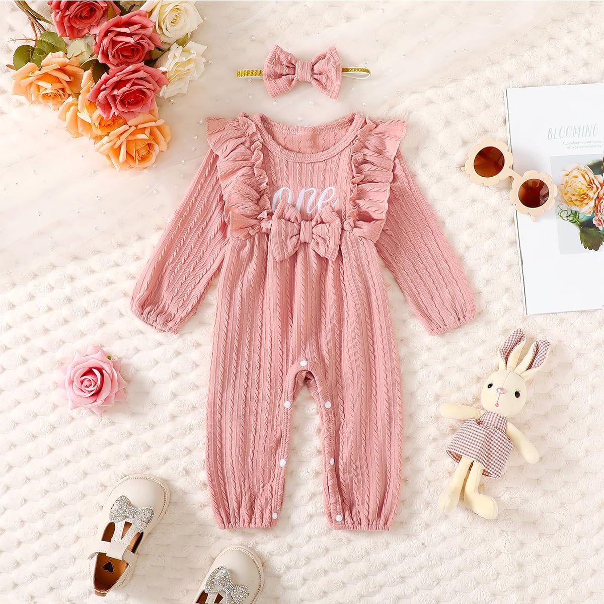 Baby Girl One Year Old Birthday Outfit - First Birthday Romper - Image 2