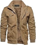 EKLENTSON Men's Winter Cargo Jacket Fleece Lined Thick Thermal Casual Military Tactical Jacket Windproof Cargo Jacket Coat