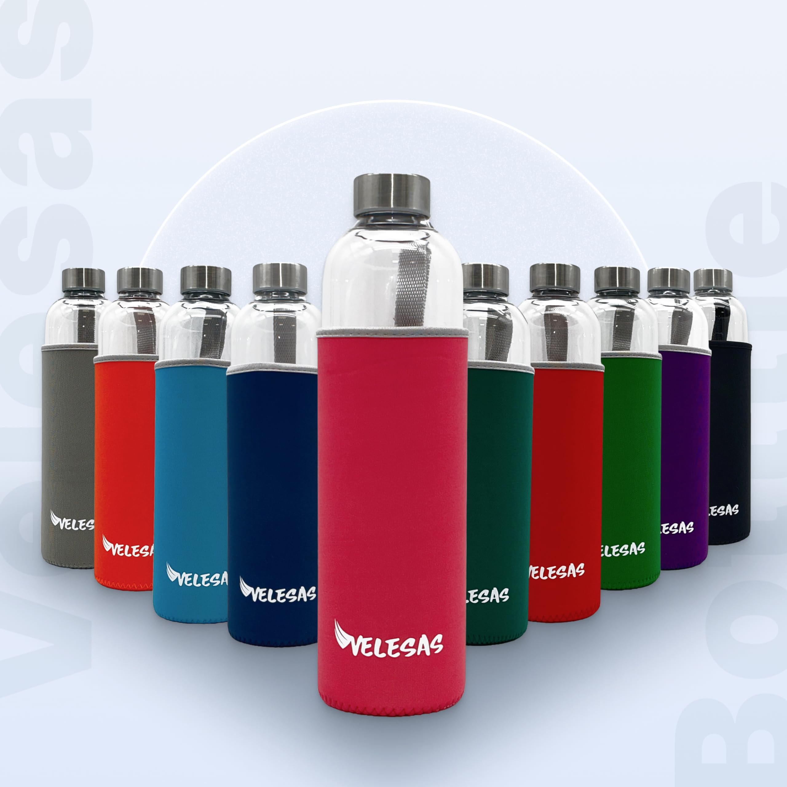 Velesas Drinkfles 500 Ml Met Neopreen Hoes – Roestvrijstalen Deksel, BPA-vrij, Vaatwasserbestendig, Voor Warm En Koud